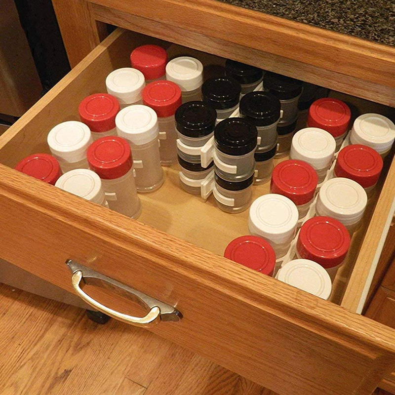 Kitchen Spice Rack Organizer 20 Spice Gripper Clip Strips Cabinet Door for Spice Containers - 4 Strips, Holds 20 Jars