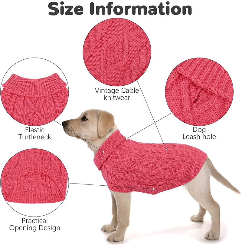 Pedgot Dog Sweater Turtleneck Knitted Dog Sweater Dog Jumper Coat Warm Pet Winter Clothes Classic Cable Knit Sweater for Dogs Cats in Cold Season
