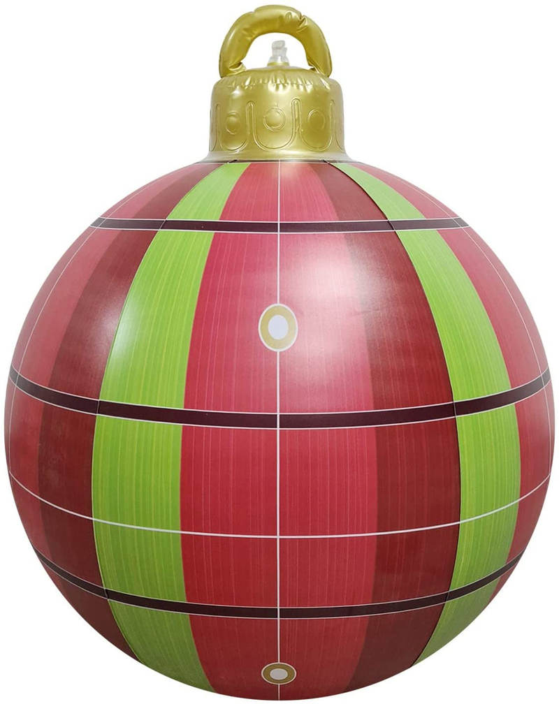 HUANKD Giant Christmas PVC Inflatable Decorated Ball,Christmas Inflatable Outdoor Decorations Holiday inflatables Balls Decoration with Pump (E, XL)