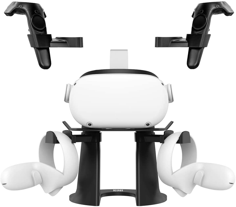 Kiwi Design VR Stand for Oculus Quest 2/Quest/Rift/Rift S/GO/HTC Vive/Vive Pro/Valve Index VR Headset and Touch Controllers(Black)