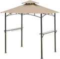 Ontheway 5FT x 8FT Double Tiered Replacement Canopy Grill BBQ Gazebo Roof Top Gazebo Replacement Canopy Roof (Light Brown)