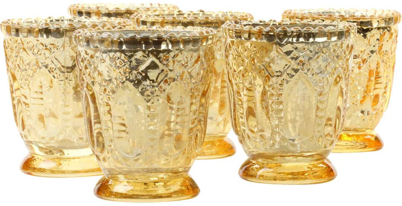 Koyal Wholesale Vintage Glass Candle Holder (Pack of 6), 3 x 2.75
