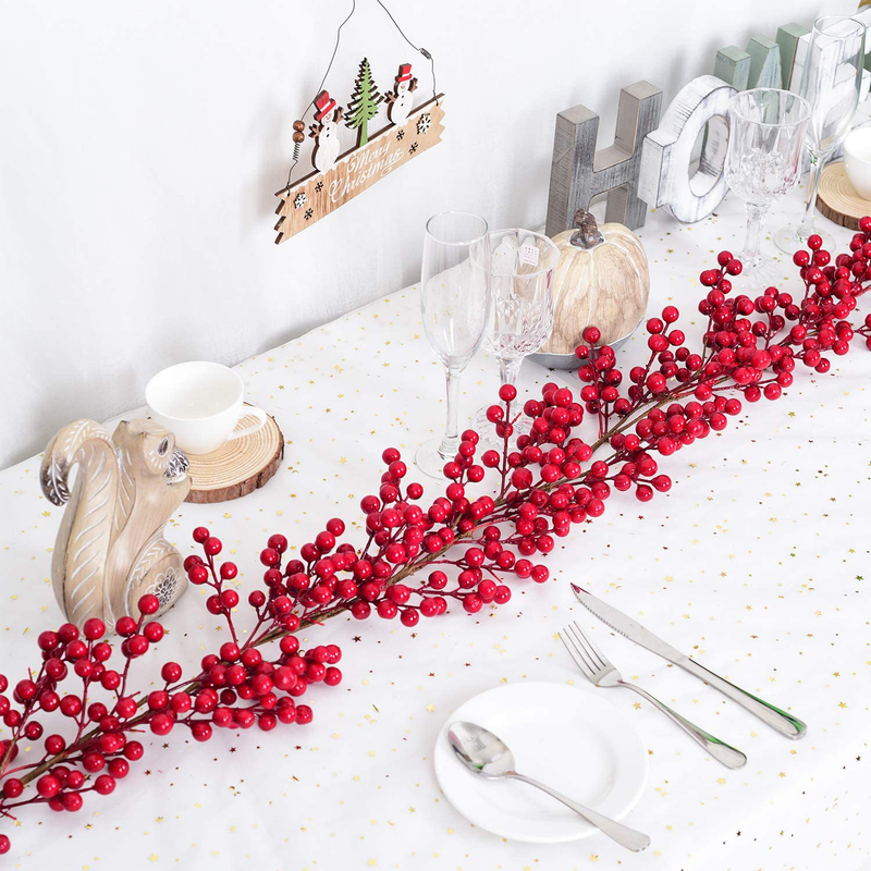 Dearhouse 5.58FT Red Berry Christmas Garland, Flexible Artificial Berry Garland for Indoor Outdoor Hone Fireplace Decoration for Winter Christmas Holiday New Year Decor.