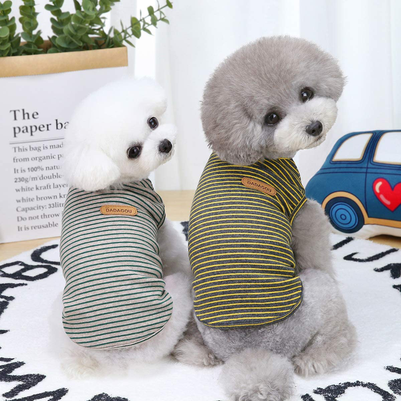 Dog Striped T-Shirt, YAODHAOD Pet Basic Cotton Sleeveless Vest Tee Shirt, Summer Dog Soft Breathable Shirts for Small Medium Dog Cat Clothes (Medium)