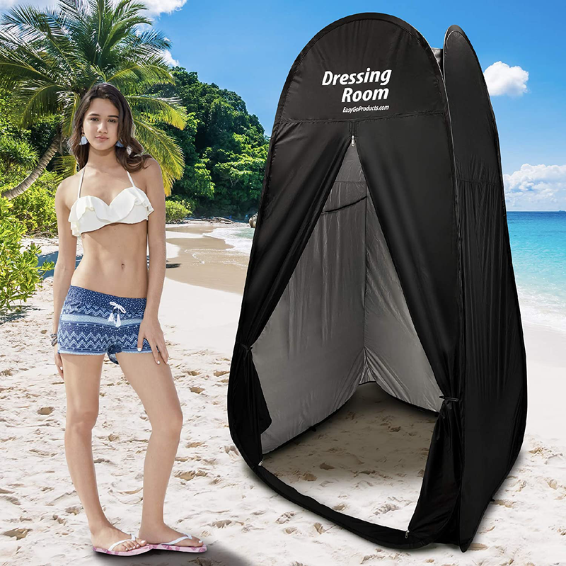 Easygoproducts Portable Changing Dressing Room Pop up Shelter for Outdoors Beach Area Grass Shower Room Equipped with Portable Carrying Case. Great for Clothing Companies, Black