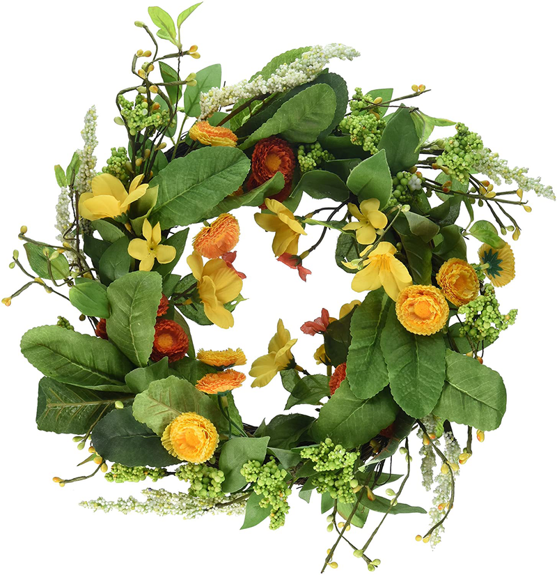 DII Decorative Seasonal Wreath Spring/Summer, Front Door or Indoor Wall Décor, 22", Wild Flowers