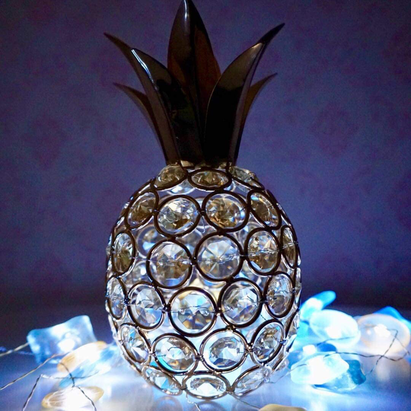 SmilingTown Pineapple Table Centerpiece Decor Handmade Crystal Hollow Fruit Candle Holder Ornament Decor Home Party Camping Wedding Festival Bar Decor Gold (Pineapple)