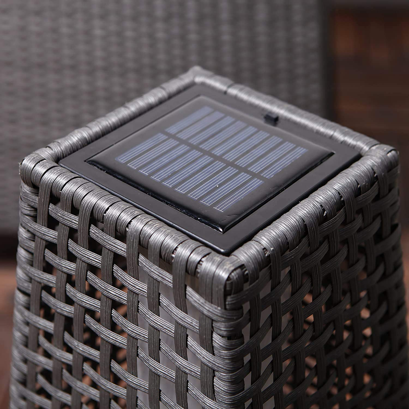 Grand Patio Outdoor Solar Powered Resin Wicker Floor Lamp, Outdoor Weather-Resistant Deck Light, for Garden or Porch (Dark Gray)