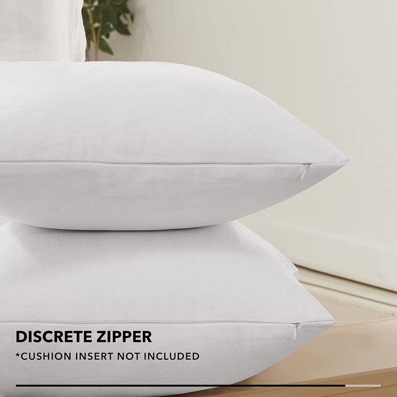 Deconovo White Blank Cushion Covers, 4 PCS Faux Linen Pillow Cases with Invisible Zipper, Soft Pillow Covers for Bench,18X18 Inch, Set of 4 Case Only No Insert