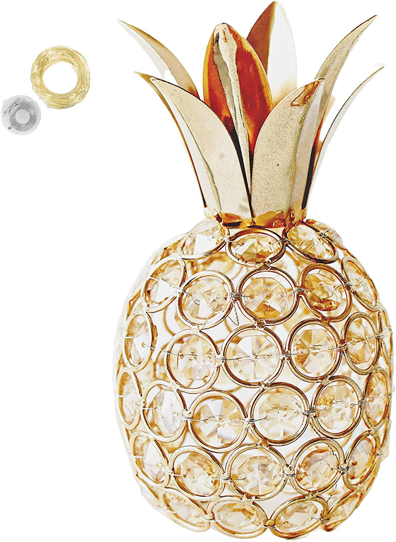 SmilingTown Pineapple Table Centerpiece Decor Handmade Crystal Hollow Fruit Candle Holder Ornament Decor Home Party Camping Wedding Festival Bar Decor Gold (Pineapple)