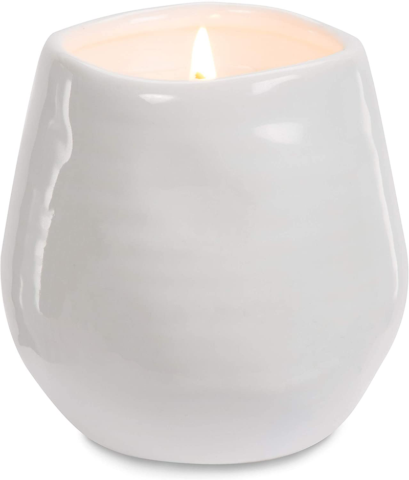 Pavilion Gift Company Make A Wish Happy 30th Birthday - 8 oz Soy Wax Candle with Lead Free Wick in A White Ceramic Vessel 8 oz-100 Scent: Serenity, 3.5 Inch Tall