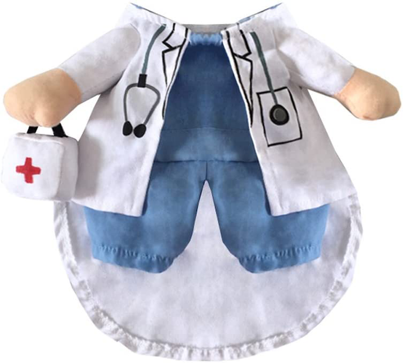 NACOCO Dog Cat Doctor Costume Pet Doctor Clothing Halloween Jeans Outfit Apparel