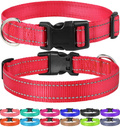 FunTags Reflective Nylon Dog Collar,Adjustable Pet Collars with Quick Release Buckle for Puppy Small Medium Large Dogs,18 Classic Solid Colors,4 Sizes