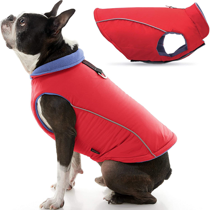 Gooby Sports Vest Dog Jacket - Reflective Dog Vest with D Ring Leash - Warm Fleece Lined Small Dog Sweater, Hook and Loop Closure - Dog Clothes for Small Dogs Boy or Girl for Indoor and Outdoor Use