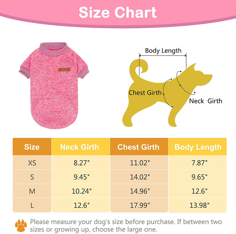 KOOLTAIL Dog Fall Winter Sweater for Small Medium Large Dogs or Cats, Soft & Warm Cold Weather Stylish Clothes, Pet Thickening Coat (XS/S/M/L, Pink/Navy/Grey)
