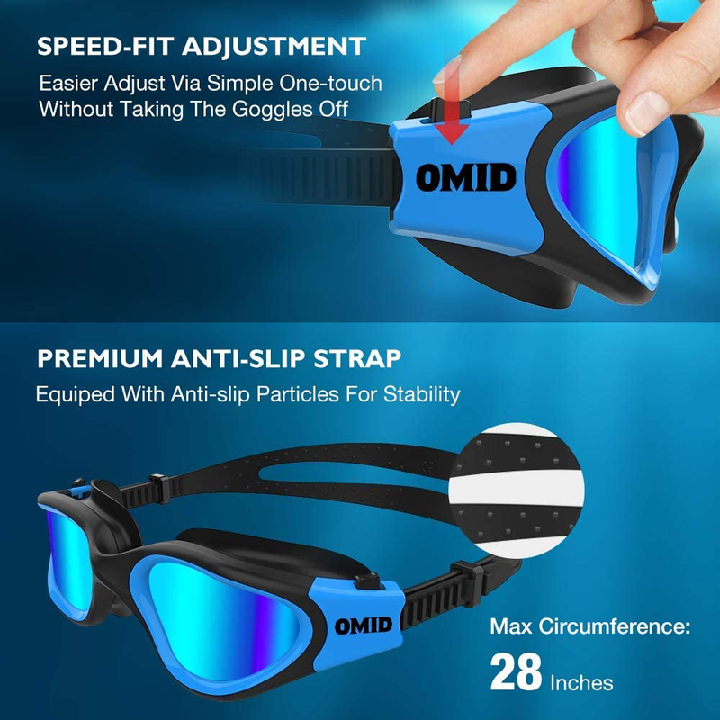 OMID Swim Goggles, Comfortable Polarized Anti-Fog Swimming Goggles for Adult