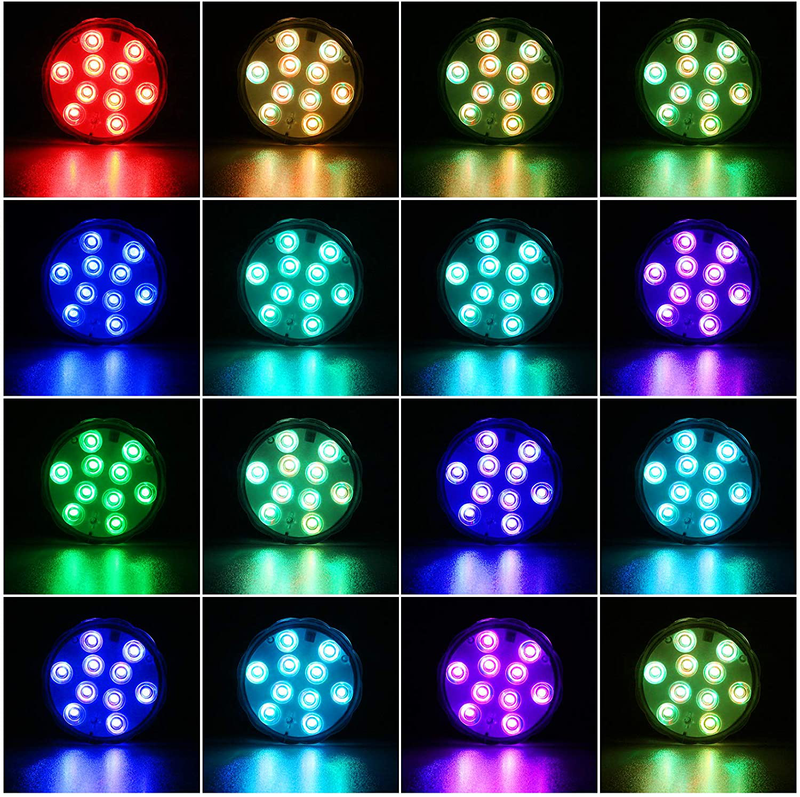 Submersible Led Lights Battery Operated Spot Lights with Remote Small Lamps Decorative Fish Bowl Light Remote Controlled Small Led Lights for Aquarium Vase Base Pond Wedding Halloween Party (4 Pack)