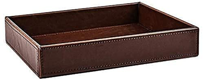 Decor Trends PU Leather Decorative Valet Tray Catchall Tray Perfume Tray for Dresser Nightstand Organizer Small Tray for Coin,Key,Phone,Glasses (Brown)