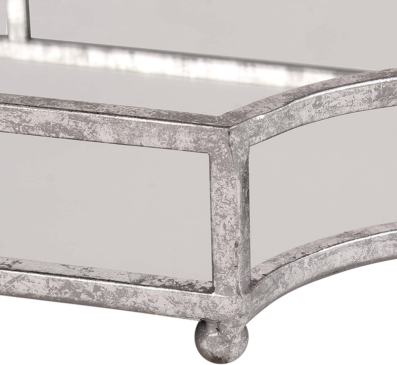 Kate and Laurel Ciel Metal Mirrored Ornate Scalloped Decorative Tray, Silver