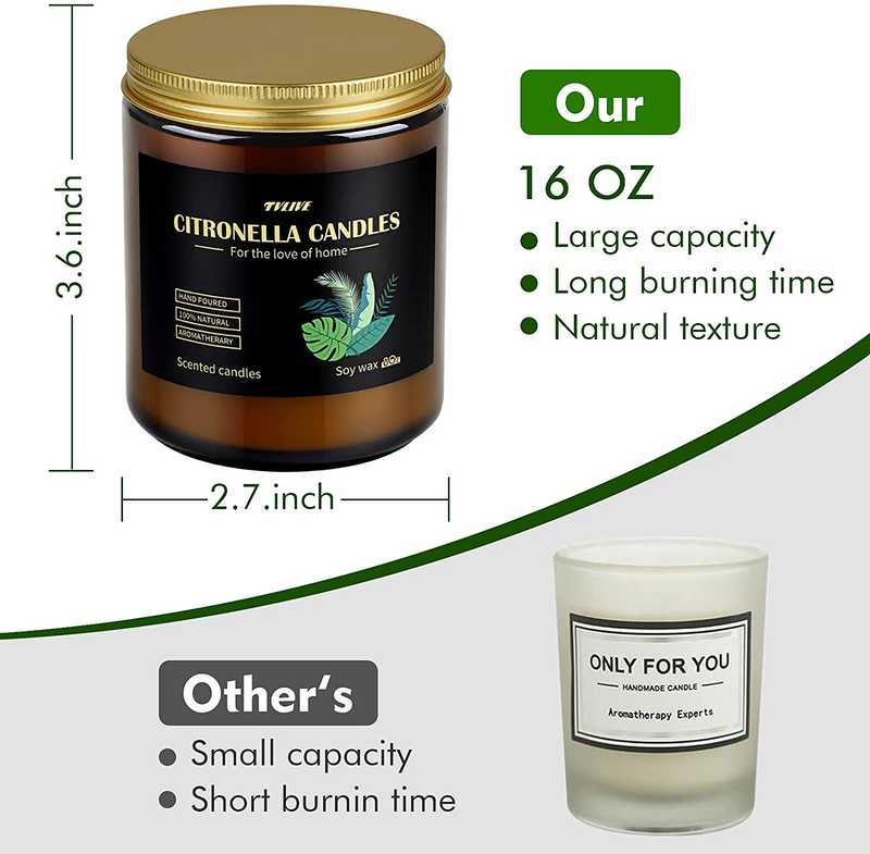 Citronella Candles Outdoor Indoor, Large Scented Jar Candles Gift Set up to 100 Hours Burning, Soy Wax Candles, Candles Gifts for Women, Garden, Patio, 2x8 Oz