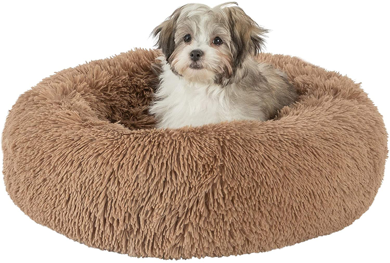 GM PET SUPPLIES Donut Cuddler Dog Bed - Calming Orthopedic round Pet Bed for Dogs and Cats - Fluffy Faux Fur Dog Bed with anti Slip Bottom for Small, Medium, and Large Dogs - Machine Washable