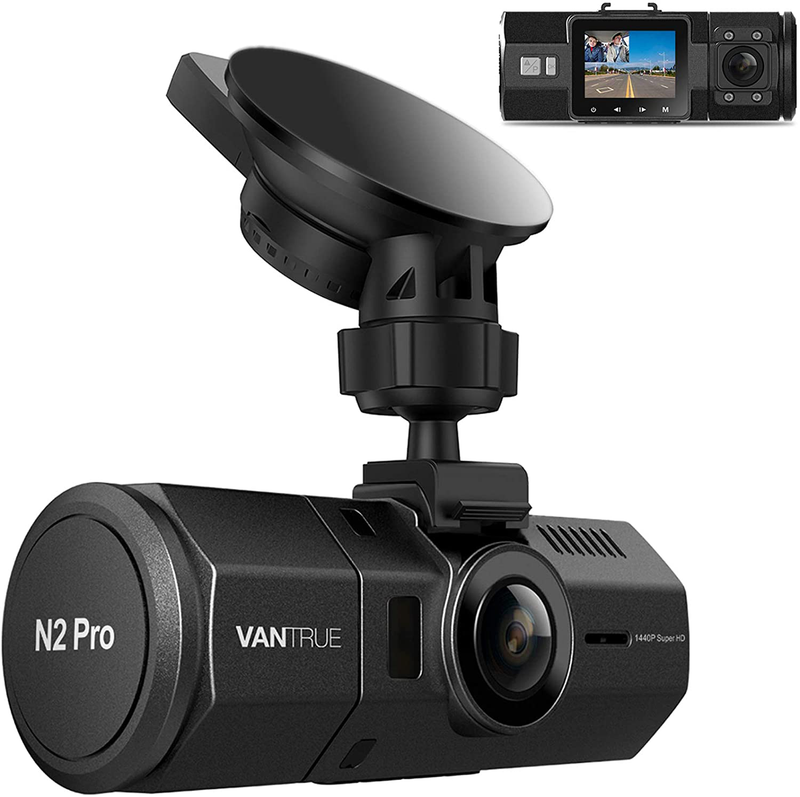 Vantrue N2 Pro Uber Dual 1080P Dash Cam, 2.5K 1440P Dash Cam, Front and Inside Accident Car Dash Camera with Infrared Night Vision, 24hr Motion Detection Parking Mode, G-Sensor, Support 256GB max