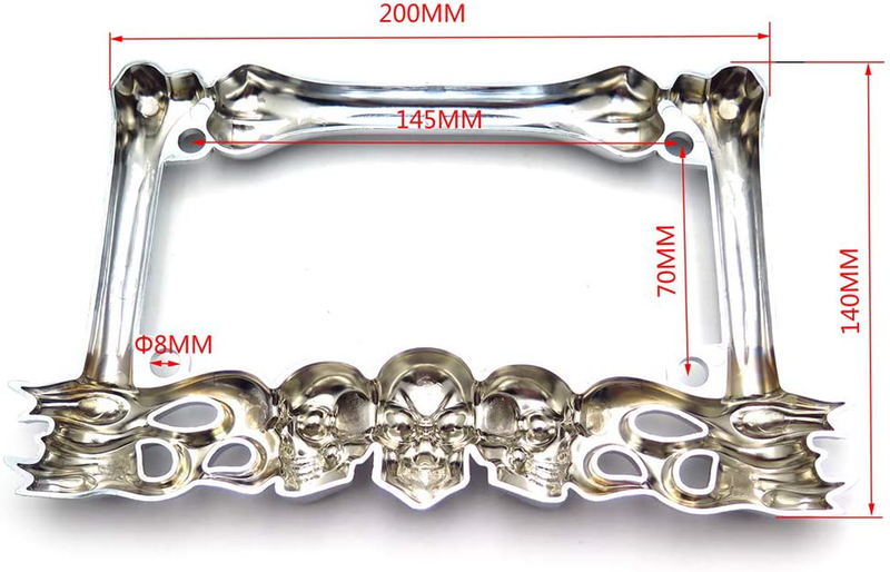 HTTMT- MT294-006-CD- Cruiser Accessories Skull & Flame Motorcycle License Plate Frame (Chrome) Durable And Long Lasting.
