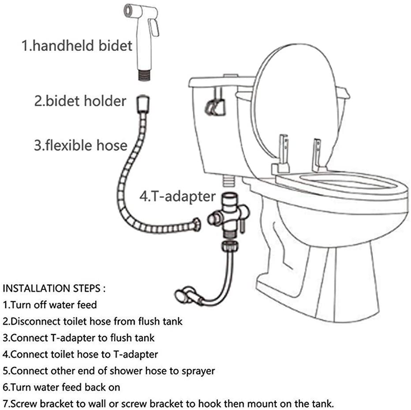 Handheld Bidet Sprayer for Toilet Cloth Diaper Sprayer Portable Pet Shower Toilet Water Sprayer Seat Bidet Attachment Bathroom Stainless Steel Spray for Personal Hygiene
