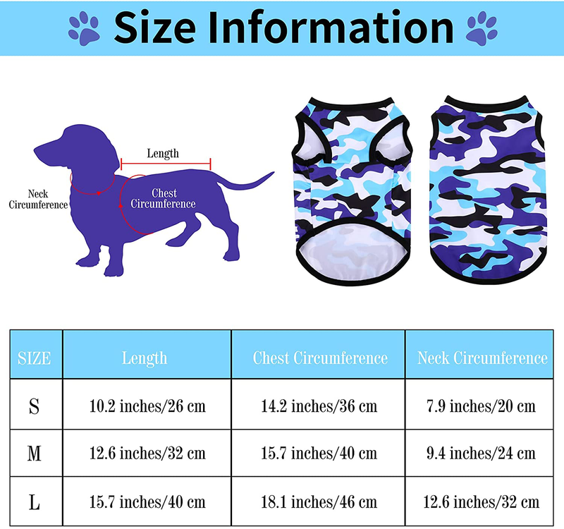 Pedgot 5 Pieces Dog Camo Shirts Breathable Dog Vest Comfortable Camouflage Puppy Shirts Pet Costume Clothes Durable Pet Apparel for Small Medium Dogs Cats, Medium