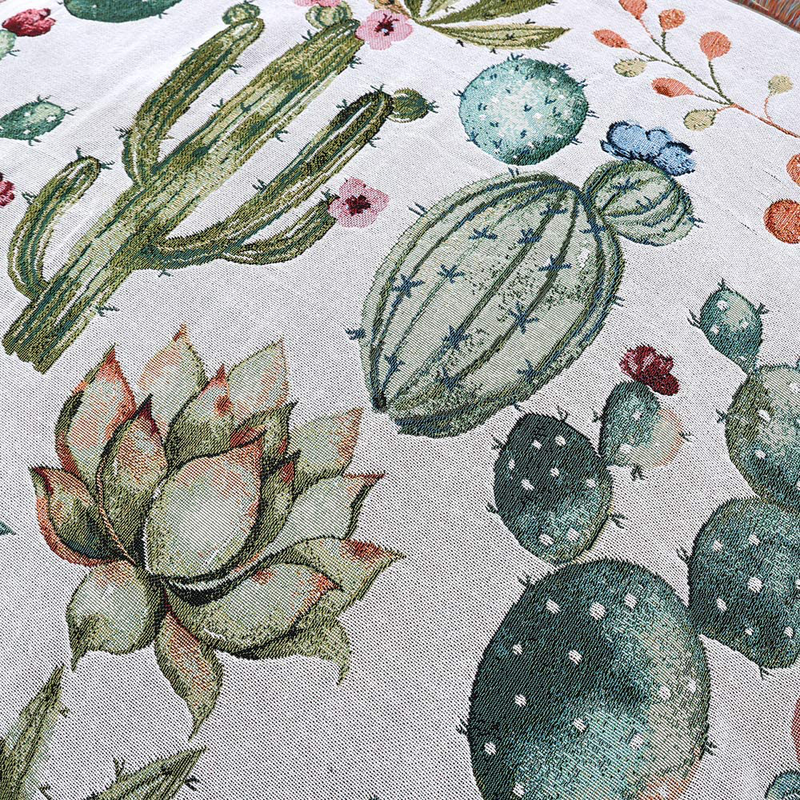 Tapestry Wall Hanging,Handicrafts Tapestry, Jacquard Succulent Tapestry, Multipurpose Soft Travel Mat, Outdoor Shawl Colourful Tassels Wall Cactus Mat 50x60 inch(Cactus)
