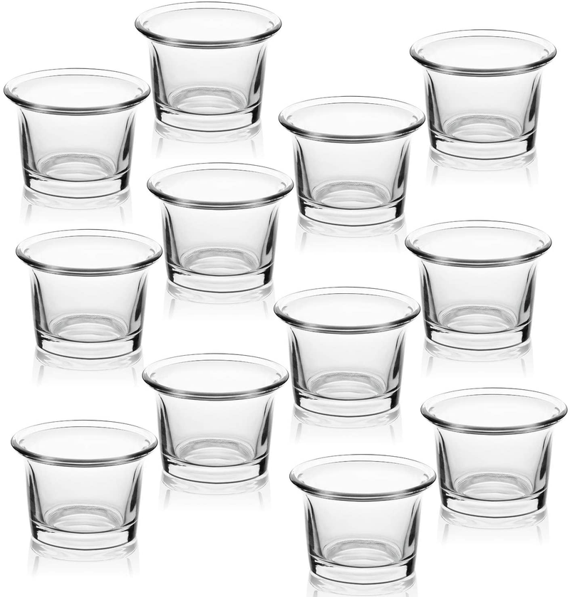 Letine Tealight Candle Holder Set of 12- Clear Glass Votive Candle Holders Bulk for Wedding, Party & Home Decor