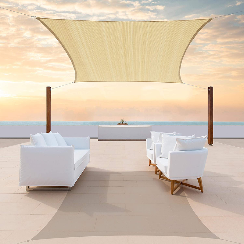 ColourTree 16' x 16' Beige Sun Shade Sails shade cloth Square Canopy – UV Resistant Heavy Duty Commercial Grade Outdoor Patio Carport (We Make Custom Size)