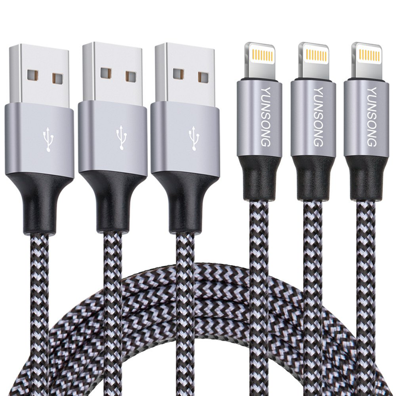iPhone Charger, YUNSONG 3Pack 6FT Nylon Braided Lightning Cable Fast Charging High Speed Data Sync USB Cord Compatible with iPhone 12 11 Pro Max XS XR X 8 7 6S 6 Plus SE 5S