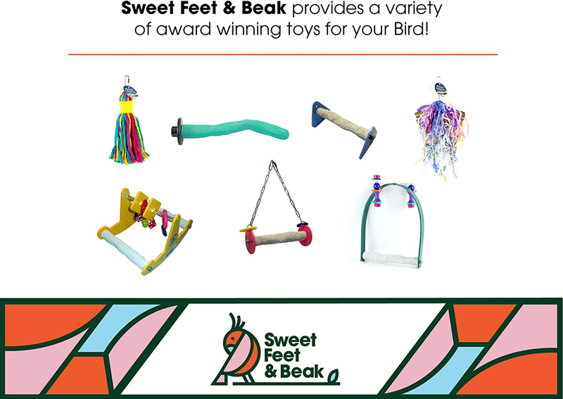 Sweet Feet and Beak Comfort Grip Safety Perch for Bird Cages - Patented Pumice Perch for Birds to Keep Nails and Beaks in Top Condition - Safe Easy to Install Bird Cage Accessories