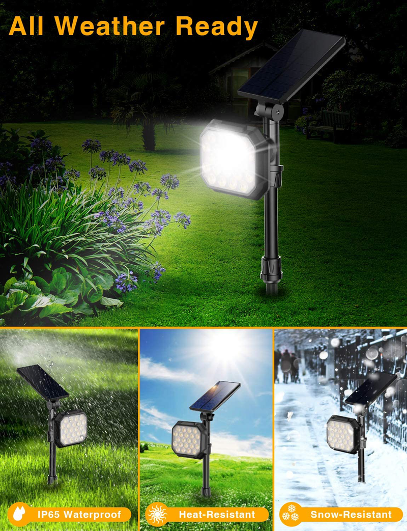 ROSHWEY Solar Landscape SpotLights Outdoor, 22 LED 700 Lumens Bright Landscape Light Waterproof Security Lamps for Yard, Pathway, Walkway, Garden, Driveway - Cool White, 4 Pack