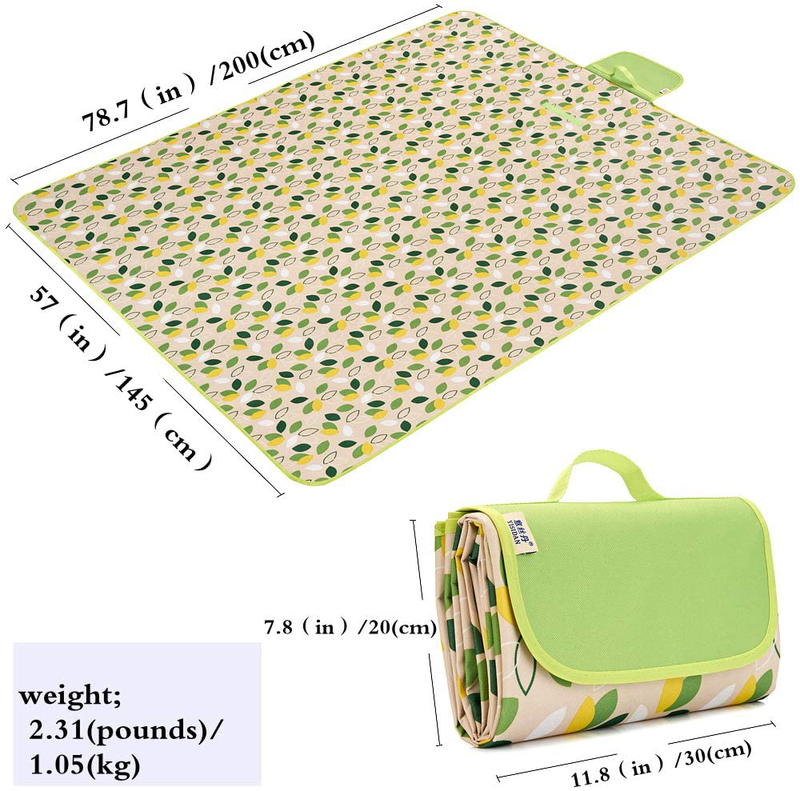 Outdoor Picnic Blanket, Super Large Sand and Waterproof Portable Camping mat, Suitable for Camping and Hiking Holiday Lawn Park Beach mat (57"×78.7”, Little Flying Leaf)
