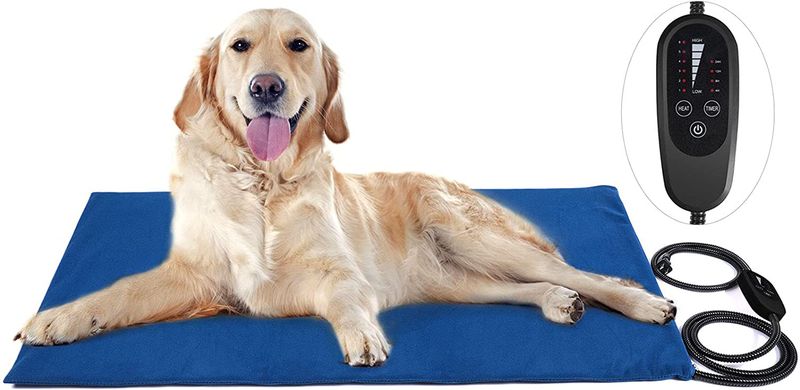 Pet Heating Pad for Dogs & Cats, [2022 Extra Large Design] Adjustable Warming Mat 4 Timers with Auto Shut Off, [Overheat Protection & IP67 Waterproof] Self Heated Bed Blanket for Puppies