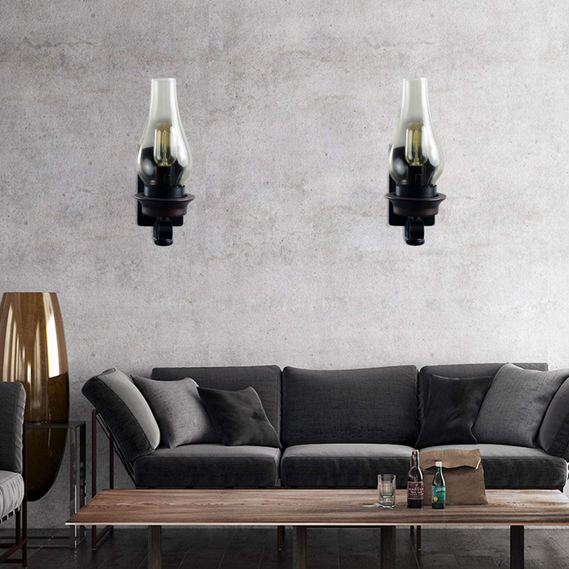 Lightinthebox Retro Rustic Nordic Glass Wall Lamp Bedroom Bedside Wall Sconce Vintage Industrial Wall Light Fixtures (2 Pcs)