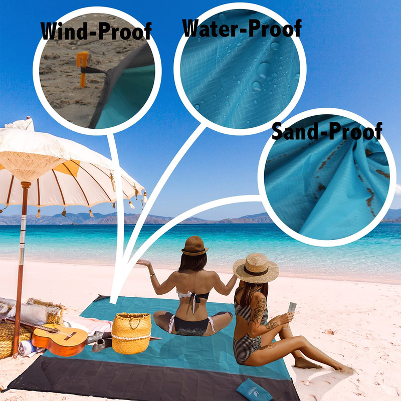 Large Beach Blanket Sandproof Waterproof - Beach Picnic Blanket for Family - Lightweight Sand Blanket - Foldable and Compact Sand Mat - Beach Mat Sand Free Waterproof for A Perfect Day Out
