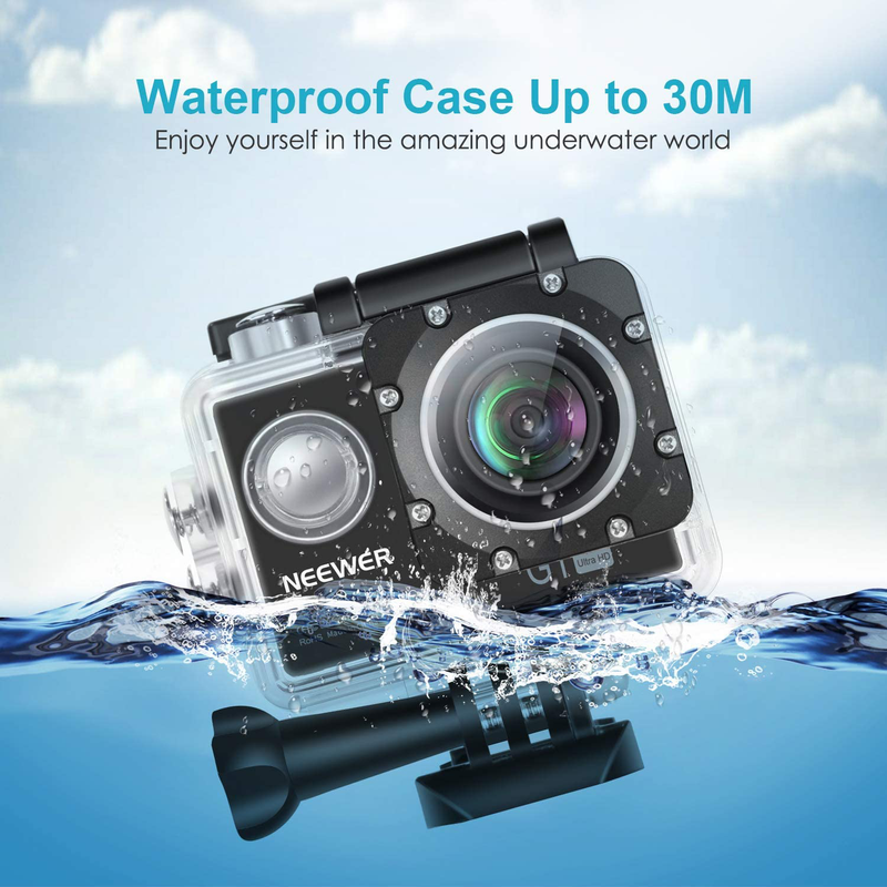 Neewer G1 Ultra HD 4K Action Camera Kit Includes 12MP, 98 ft Underwater Waterproof Camera 170 Degree Wide Angle WiFi Sports Cam High-tech Sensor with 50-in-1 Action Camera Accessory Kit