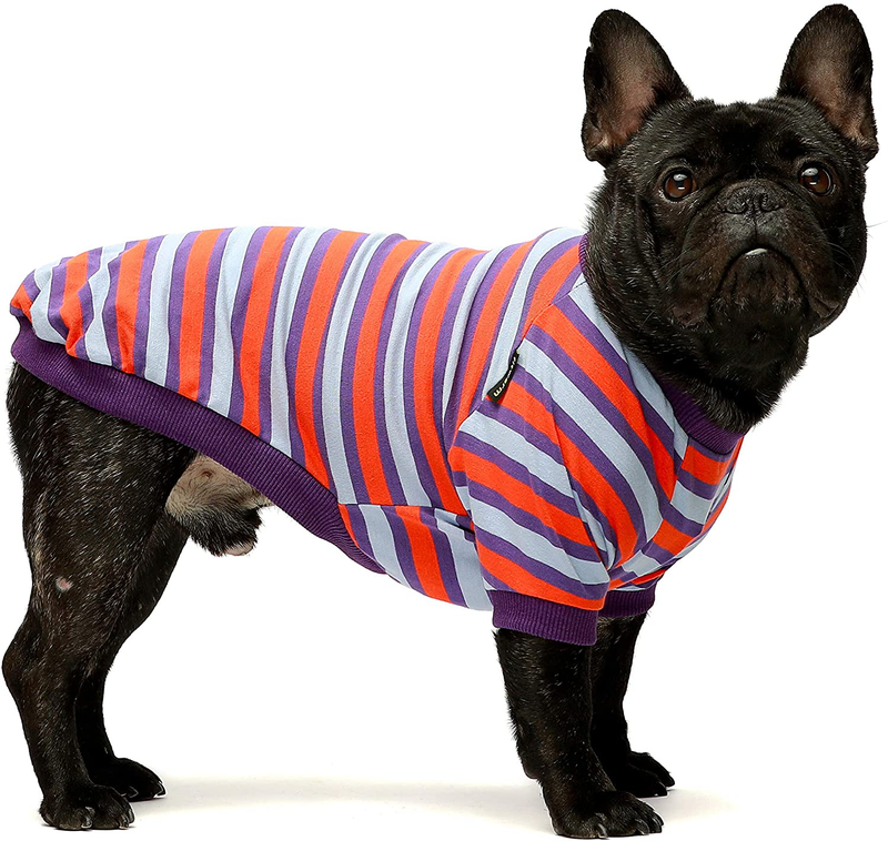 Fitwarm 2-Pack 100% Cotton Striped Dog Shirts for Dog Clothes Puppy T-Shirts Cat Tee Breathable Strechy