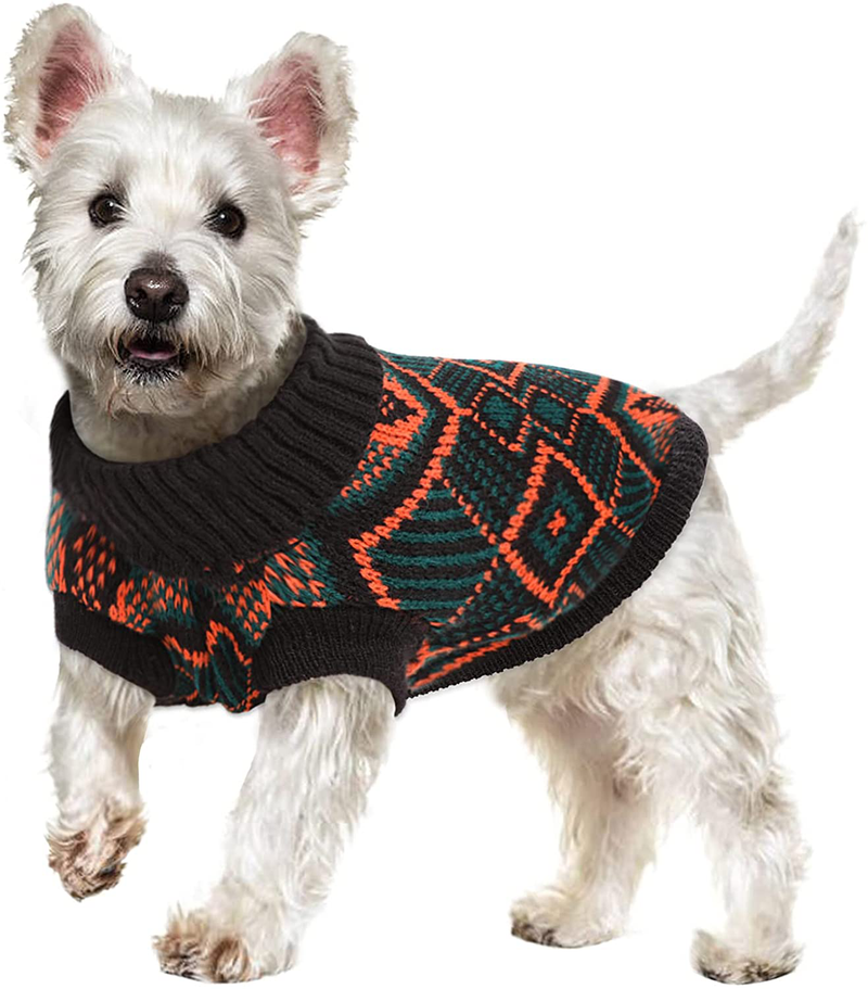 Nanaki Cozy Pet Dog Sweater Soft Knitwear, Retro Thickening Warm Turtleneck Dog Cat Winter Clothes Knitted Dog Pullover, Pet Sweater Shirt Vest Coat for Small Pup Dog Cat Apparel Christmas Halloween
