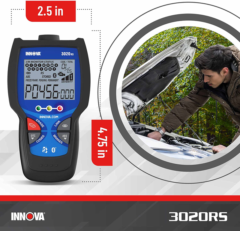 INNOVA 3020RS Code Scanner - Professional OBD2 Scanner - Emission Test Scan Tool - ABS - RepairSolutions2 App - Check Engine Light Code Reader