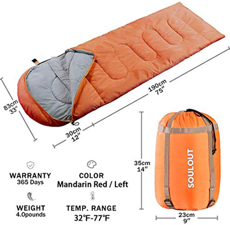 Sleeping Bag - 4 Seasons Warm Cold Weather Lightweight, Portable, Waterproof Sleeping Bag with Compression Sack for Adults & Kids - Indoor & Outdoor: Camping, Backpacking, Hiking