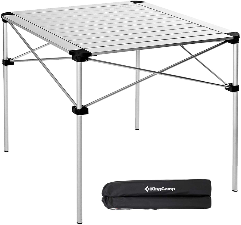 Kingcamp Lightweight Compact Folding Camping Table,Stable Aluminum Alloy Folding Roll up Table for 4-6 Person for Picnic, Camping, Barbecue and Party,Portable Multi-Functional Table with Carry Bag