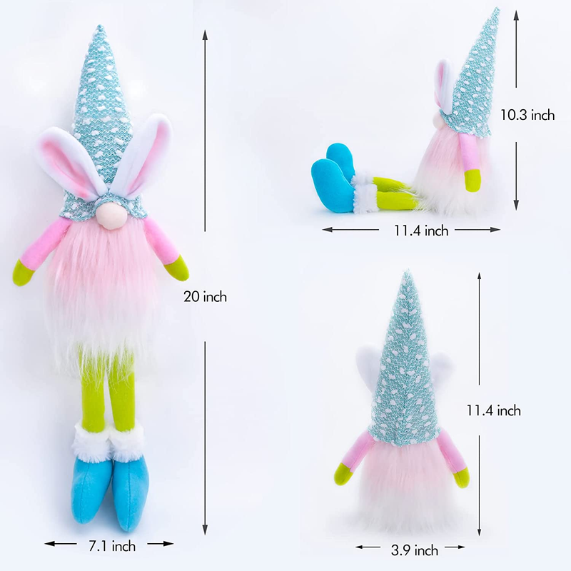 Easter Decorations,2Pcs Easter Ornaments Decor for Home,Spring Gnome Plush LED Lights Indoor,12.2 Inch,Gifts for Kids/Women/Men/Girlfriend