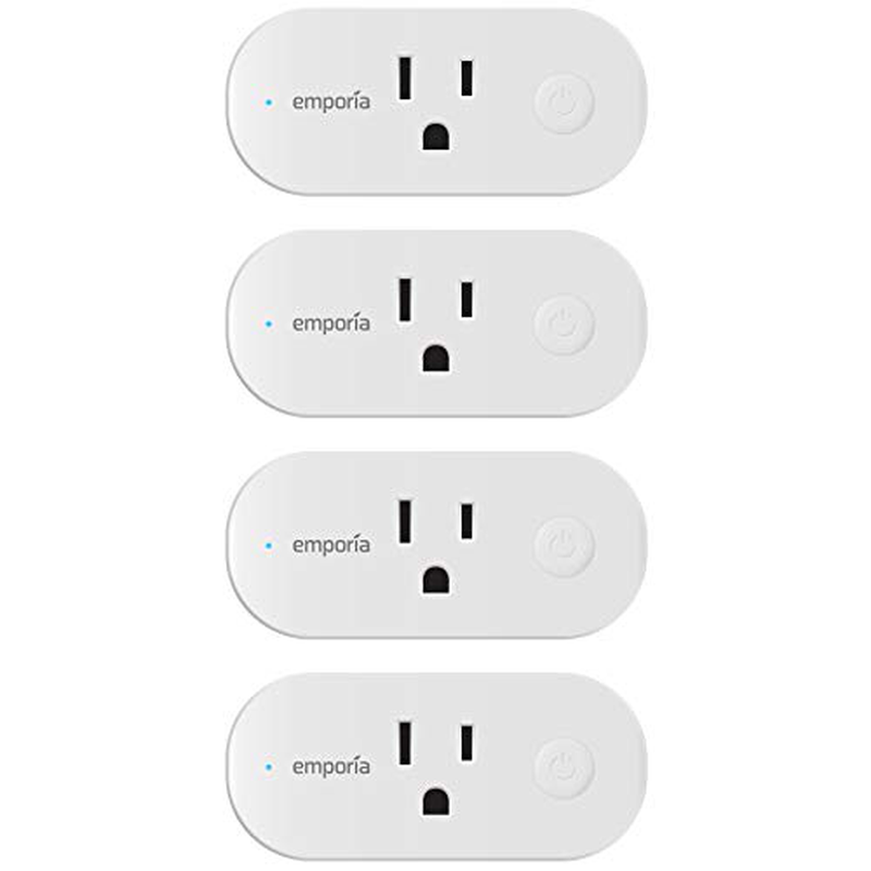 Emporia Smart Plug with Energy Monitor | 15A WiFi Smart Outlet | Emporia App | Alexa | Google | ETL Certified (Package of 4)