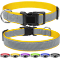 FunTags Reflective Nylon Dog Collar,Adjustable Pet Collars with Quick Release Buckle for Puppy Small Medium Large Dogs,18 Classic Solid Colors,4 Sizes