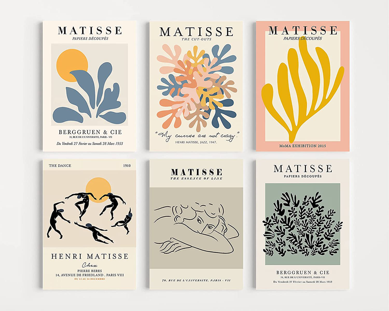 Matisse poster Artwork Exhibition flower prints wall art henri matisse poster flower market sign apartment wall gallery decoration KISSWEN (30cmx40cmx6p-Unframed)