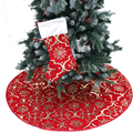 Snowflake Christmas Tree Skirt - 48 inch Luxury Red/Gold Gilded Large Xmas Tree Skirts with Merry Christmas Stocking for Happy New Year Party Holiday Decorations Ornaments (red)